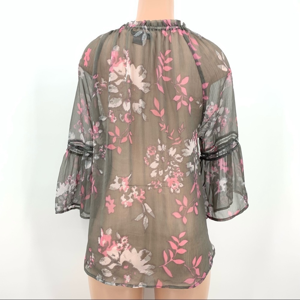 Rock & Roll Cowgirl Sheer Floral Blouse Top - Picture 3 of 7